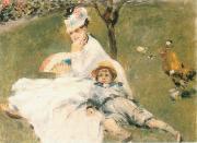 Auguste renoir, Camille Monet and Her son Jean in the Garden at Arenteuil